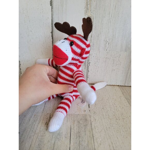 Sock monkey red striped reindeer Xmas home decor - Picture 4 of 6